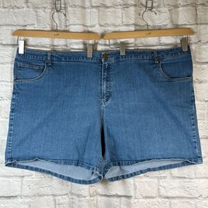 Woman Within Women's Plus Size 32W Blue Denim Jean Shorts 56" Waist Pockets